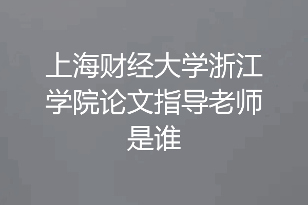 上海财经大学浙江学院论文指导老师是谁