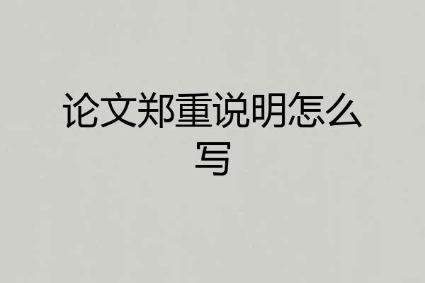 论文郑重说明怎么写