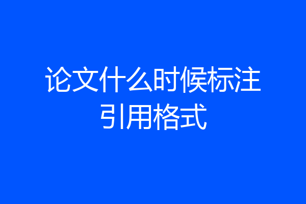 论文什么时候标注引用格式