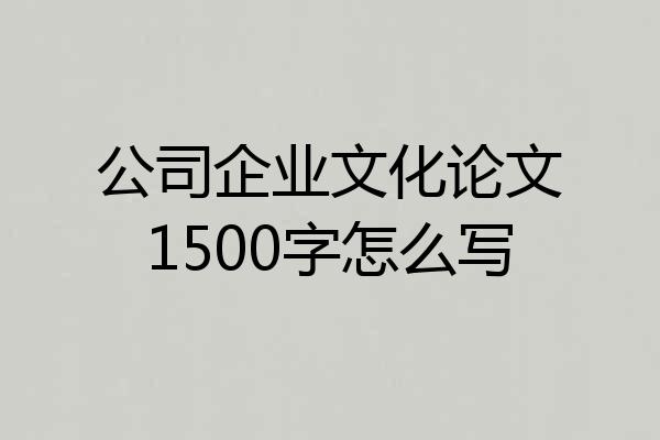 公司企业文化论文1500字怎么写