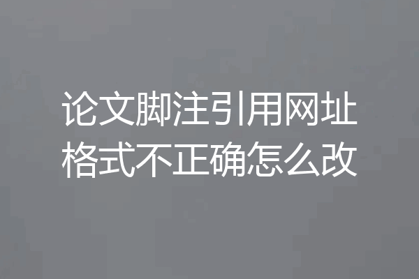 论文脚注引用网址格式不正确怎么改
