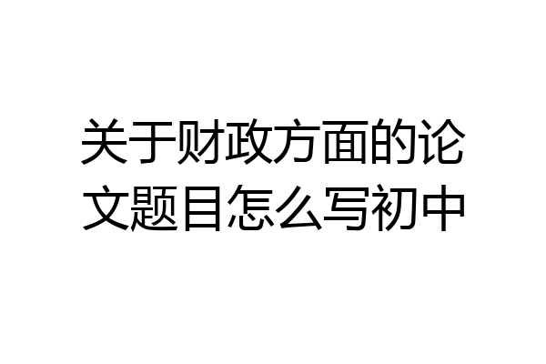 关于财政方面的论文题目怎么写初中