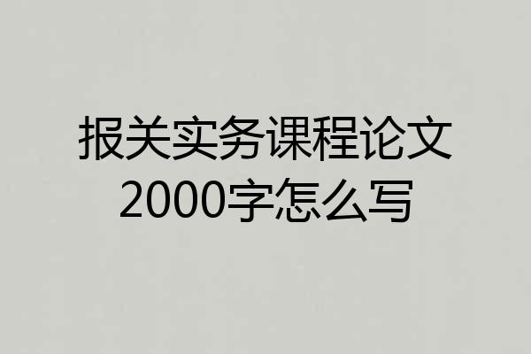 报关实务课程论文2000字怎么写