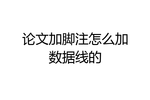 论文加脚注怎么加数据线的