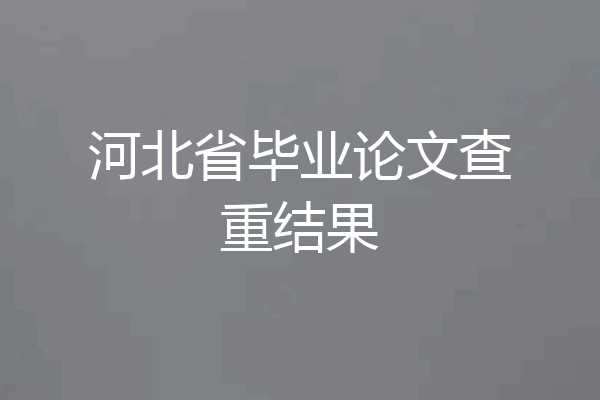 河北省毕业论文查重结果