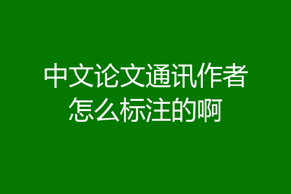 中文论文通讯作者怎么标注的啊