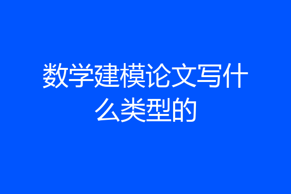 数学建模论文写什么类型的