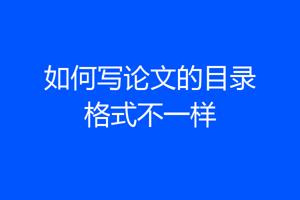 如何写论文的目录格式不一样