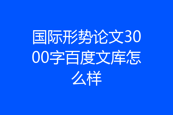 国际形势论文3000字百度文库怎么样