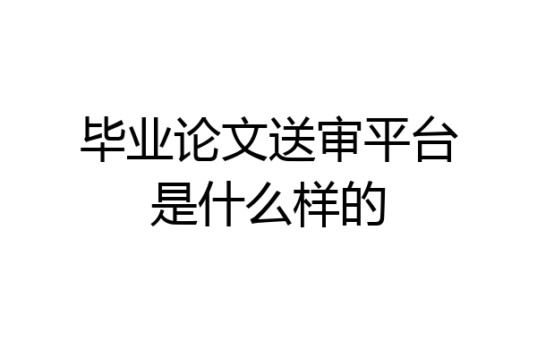 毕业论文送审平台是什么样的
