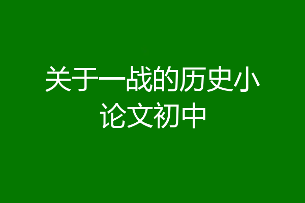 关于一战的历史小论文初中
