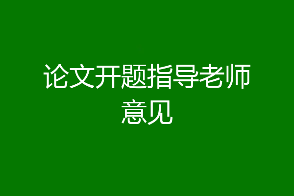论文开题指导老师意见