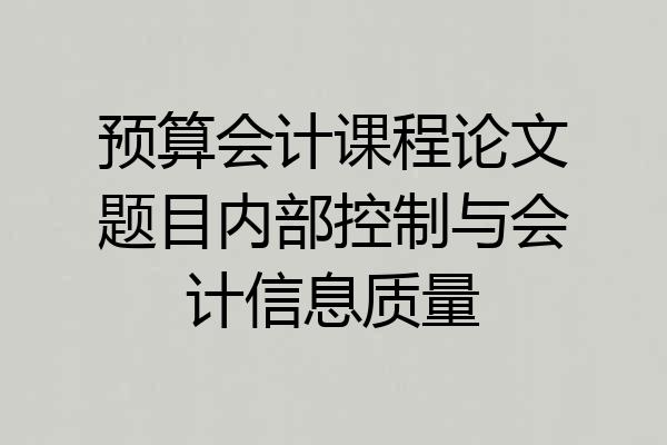预算会计课程论文题目内部控制与会计信息质量