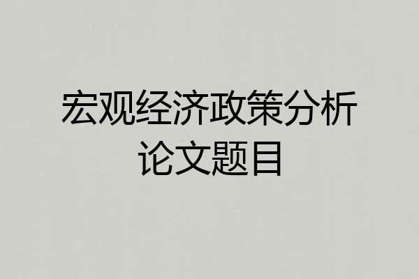 宏观经济政策分析论文题目