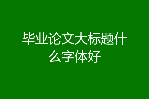 毕业论文大标题什么字体好