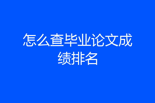 怎么查毕业论文成绩排名