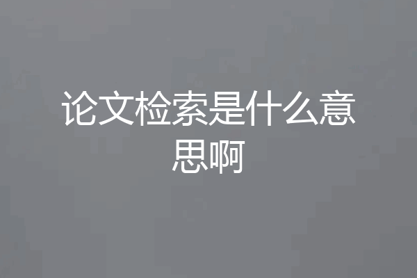 论文检索是什么意思啊