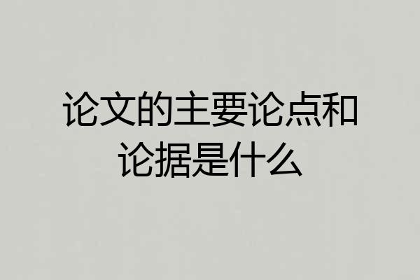 论文的主要论点和论据是什么