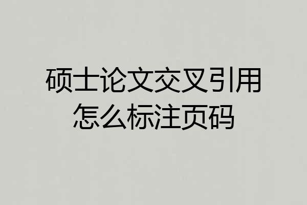 硕士论文交叉引用怎么标注页码