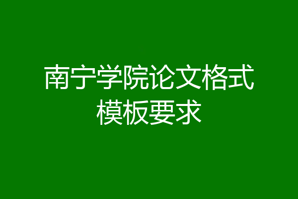 南宁学院论文格式模板要求