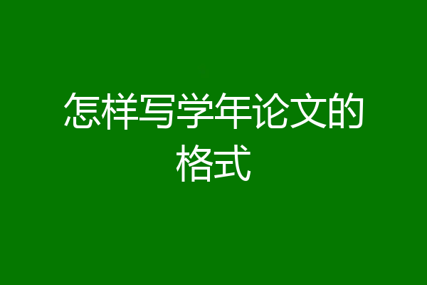 怎样写学年论文的格式