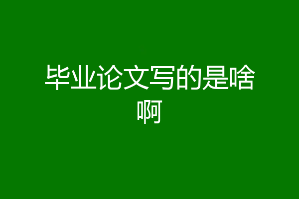 毕业论文写的是啥啊