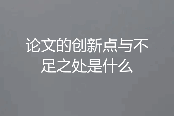 论文的创新点与不足之处是什么