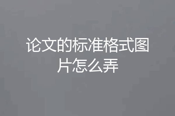 论文的标准格式图片怎么弄