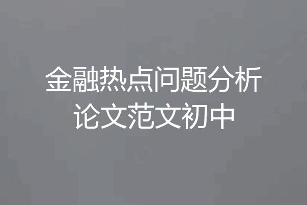 金融热点问题分析论文范文初中