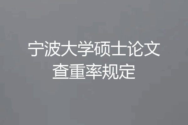 宁波大学硕士论文查重率规定