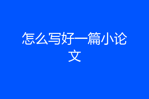 怎么写好一篇小论文