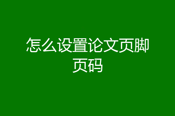 怎么设置论文页脚页码