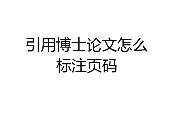 引用博士论文怎么标注页码