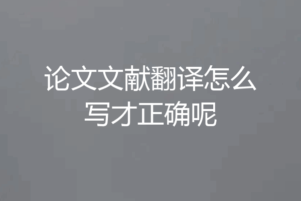 论文文献翻译怎么写才正确呢
