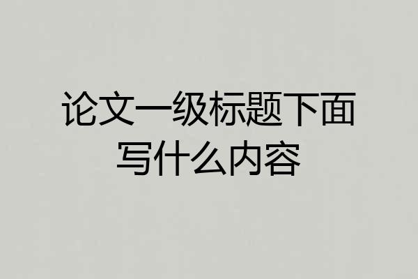 论文一级标题下面写什么内容