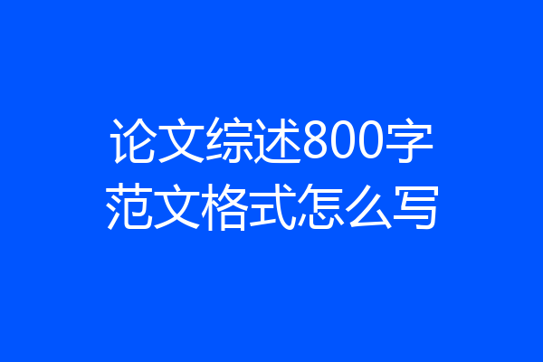 论文综述800字范文格式怎么写
