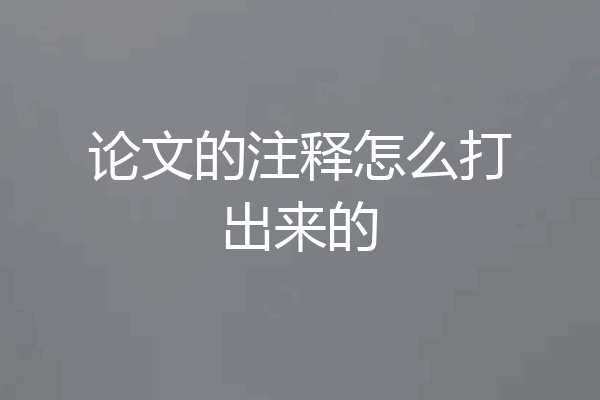 论文的注释怎么打出来的