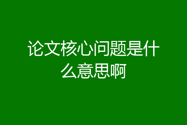 论文核心问题是什么意思啊