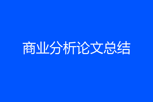 商业分析论文总结