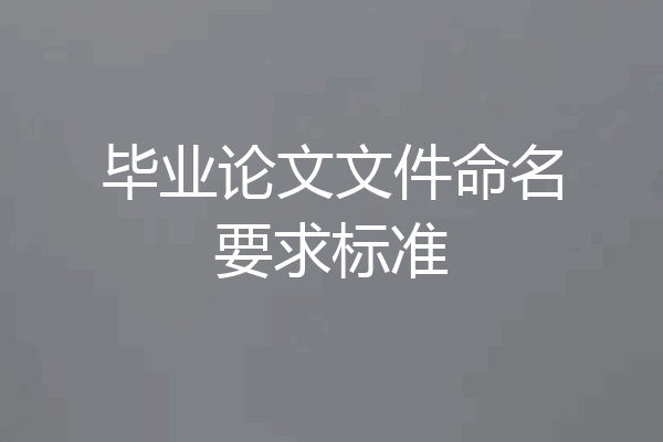 毕业论文文件命名要求标准