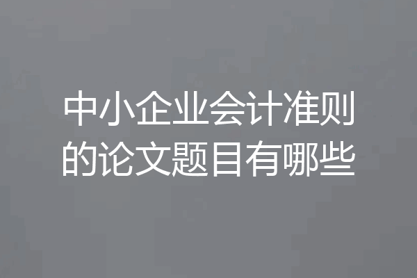 中小企业会计准则的论文题目有哪些