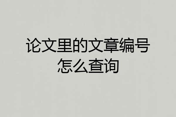 论文里的文章编号怎么查询