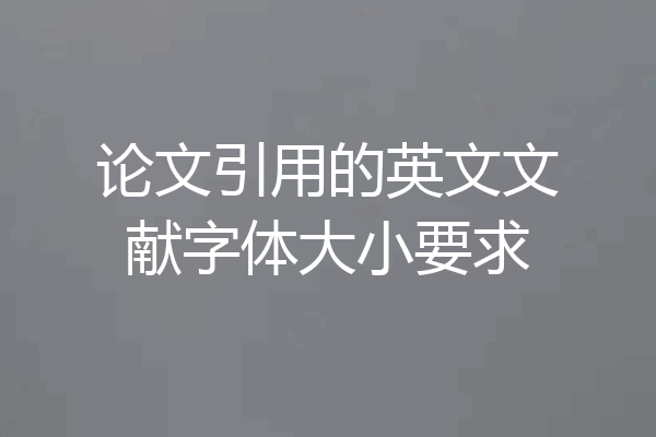 论文引用的英文文献字体大小要求