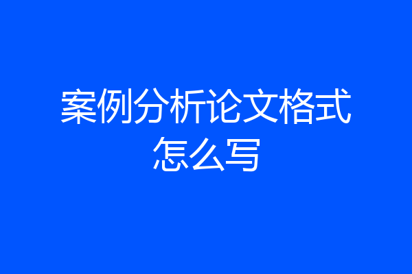 案例分析论文格式怎么写
