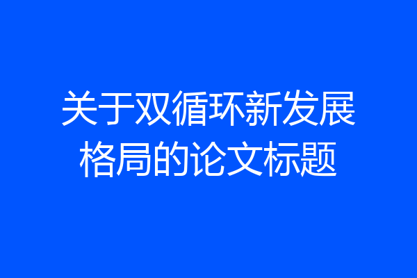 关于双循环新发展格局的论文标题