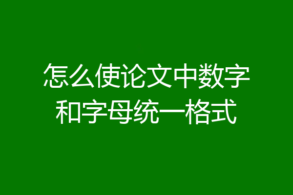 怎么使论文中数字和字母统一格式