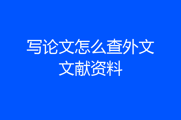 写论文怎么查外文文献资料