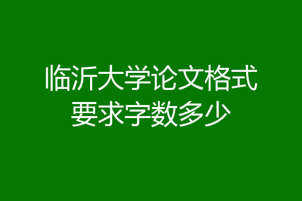 临沂大学论文格式要求字数多少
