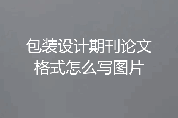 包装设计期刊论文格式怎么写图片