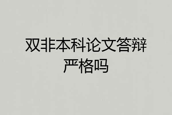 双非本科论文答辩严格吗